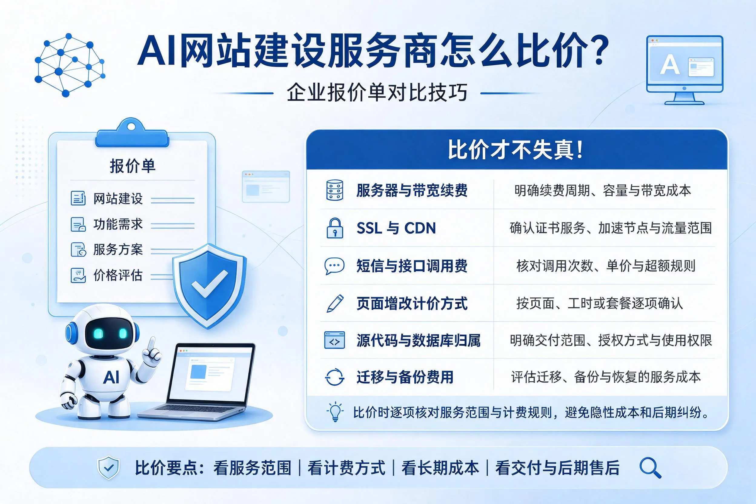 AI网站建设服务商怎么比价?岳阳企业报价单对比技巧
